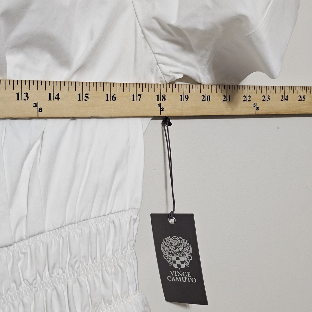 Vince Camuto Women Shirt Dress Size 12 Fit Large New White Elastic Waist Button - Picture 3 of 15